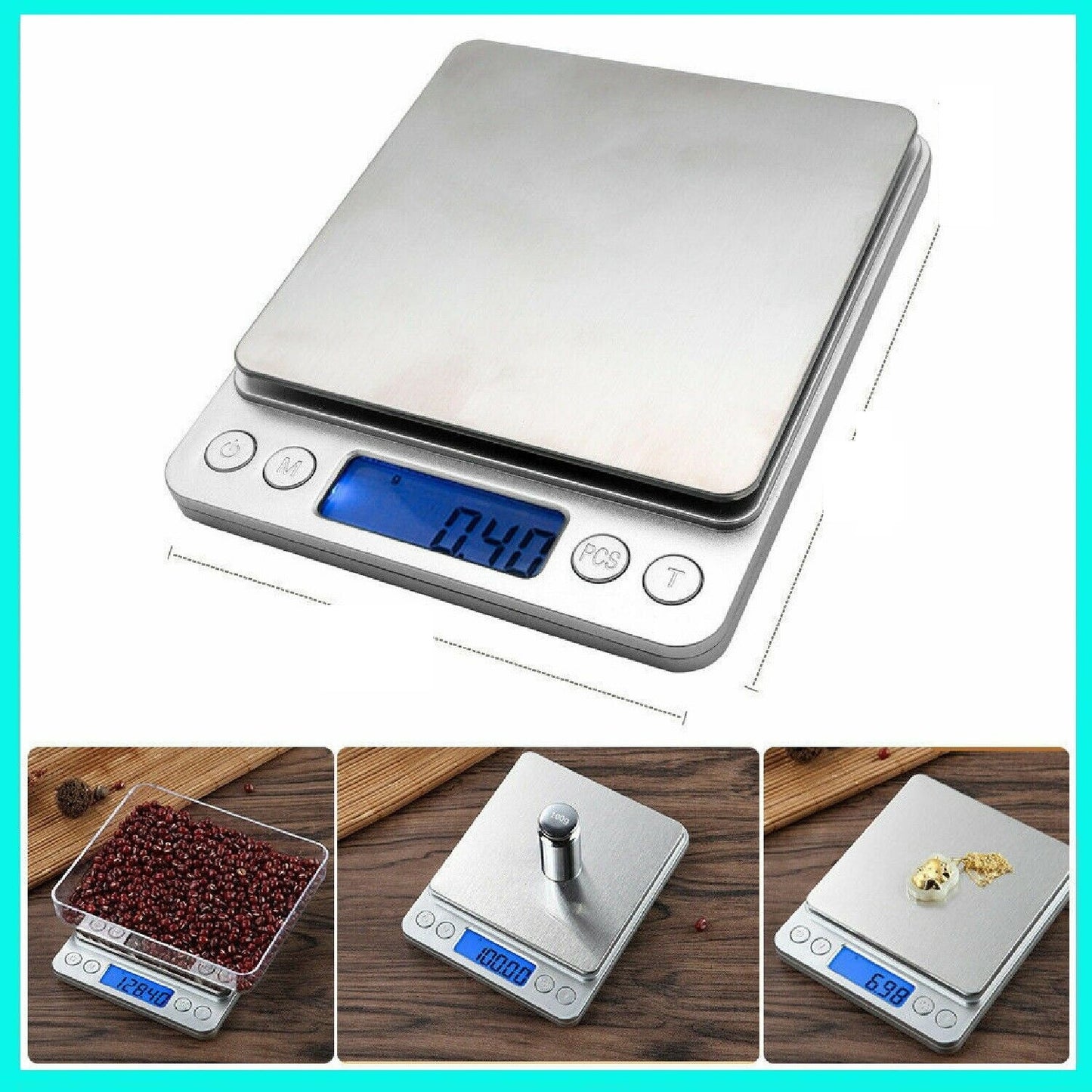Bilancino di Precisione Digitale 0.1g–3000g con Display LCD, Funzione Tara, Multimisura g/oz/ct – Bilancia Professionale per Cucina, Gioielli, Laboratorio e Diete