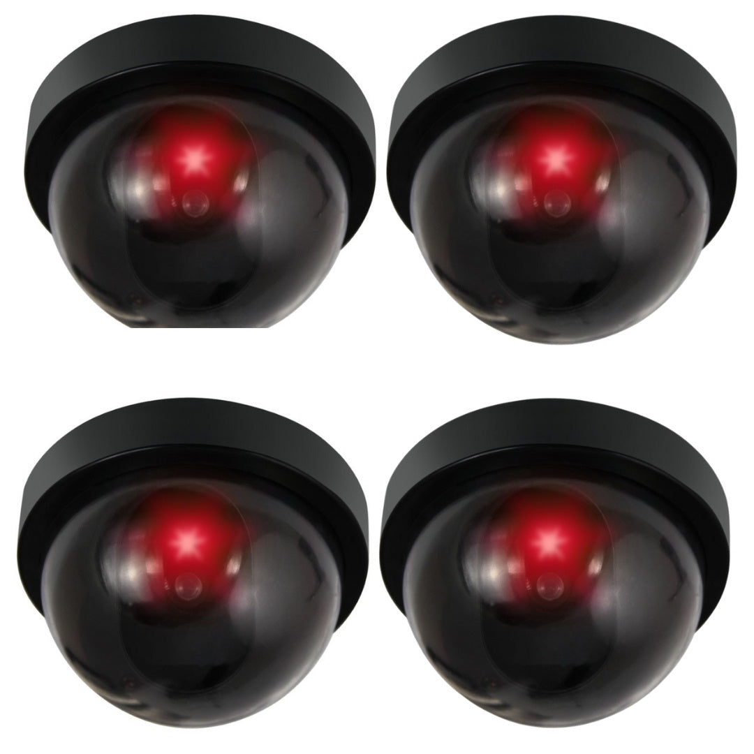 Telecamera Dome Finta con LED Rosso Lampeggiante | Simulatore di Videosorveglianza Realistica da Interno ed Esterno | Sistema di Sicurezza Fittizio a Batteria per Casa, Ufficio e Negozi
