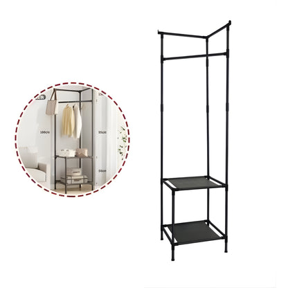 Appendiabiti Guardaroba in Metallo 180 cm con Ripiani – Stand Porta Abiti Salvaspazio, Stabile e Facile da Montare – Ideale per Camera, Ingresso, Cabina Armadio