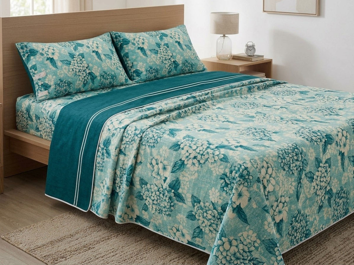 Completo Letto Matrimoniale in Misto Cotone - Set 4 Pezzi