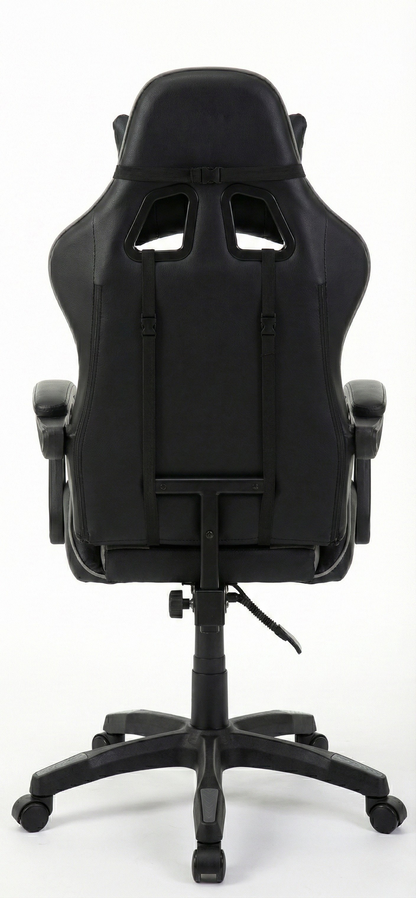 Sedia Gaming Ergonomica Sportiva Grigia e Nera – Poltrona Ufficio Girevole con Poggiatesta e Design Racing