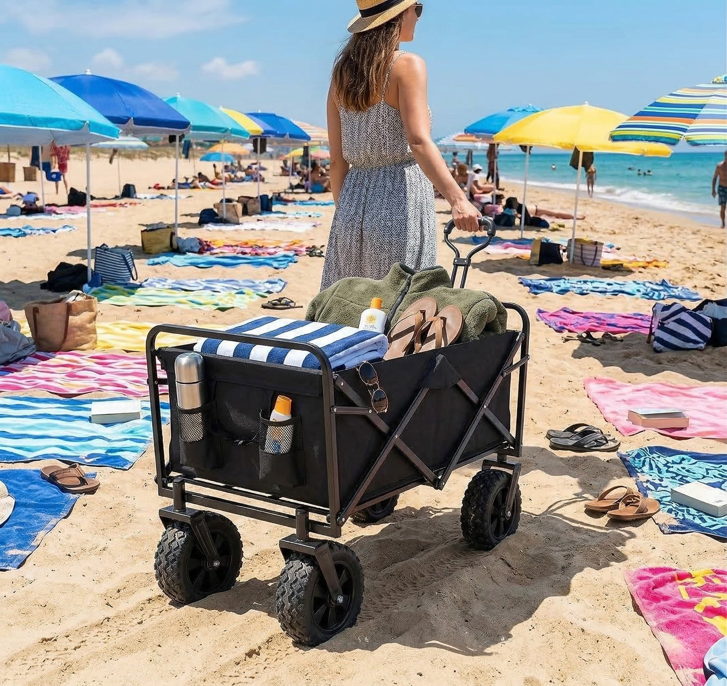 Carrello Portatutto Pieghevole – Portata 65kg, 96L – Nero