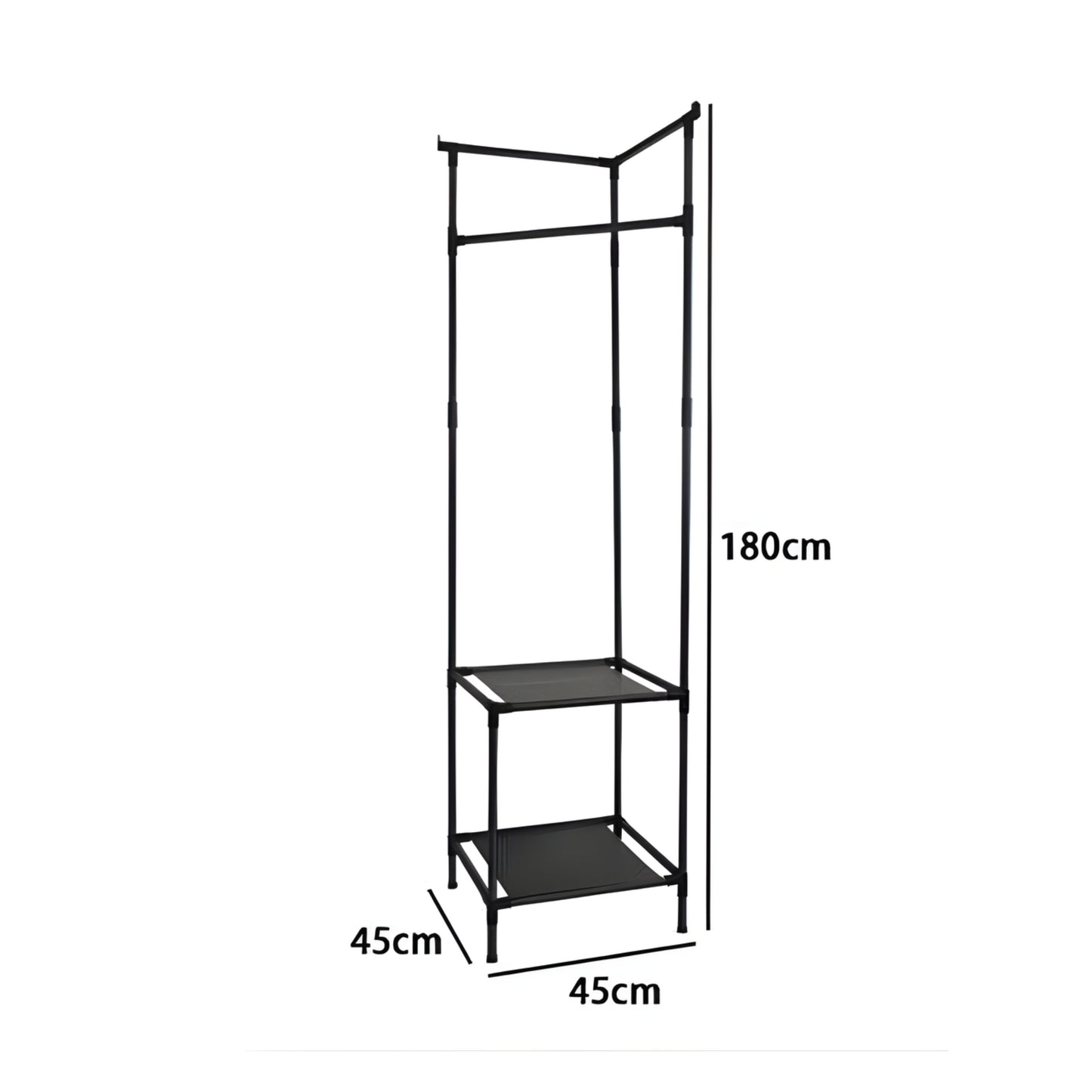 Appendiabiti Guardaroba in Metallo 180 cm con Ripiani – Stand Porta Abiti Salvaspazio, Stabile e Facile da Montare – Ideale per Camera, Ingresso, Cabina Armadio