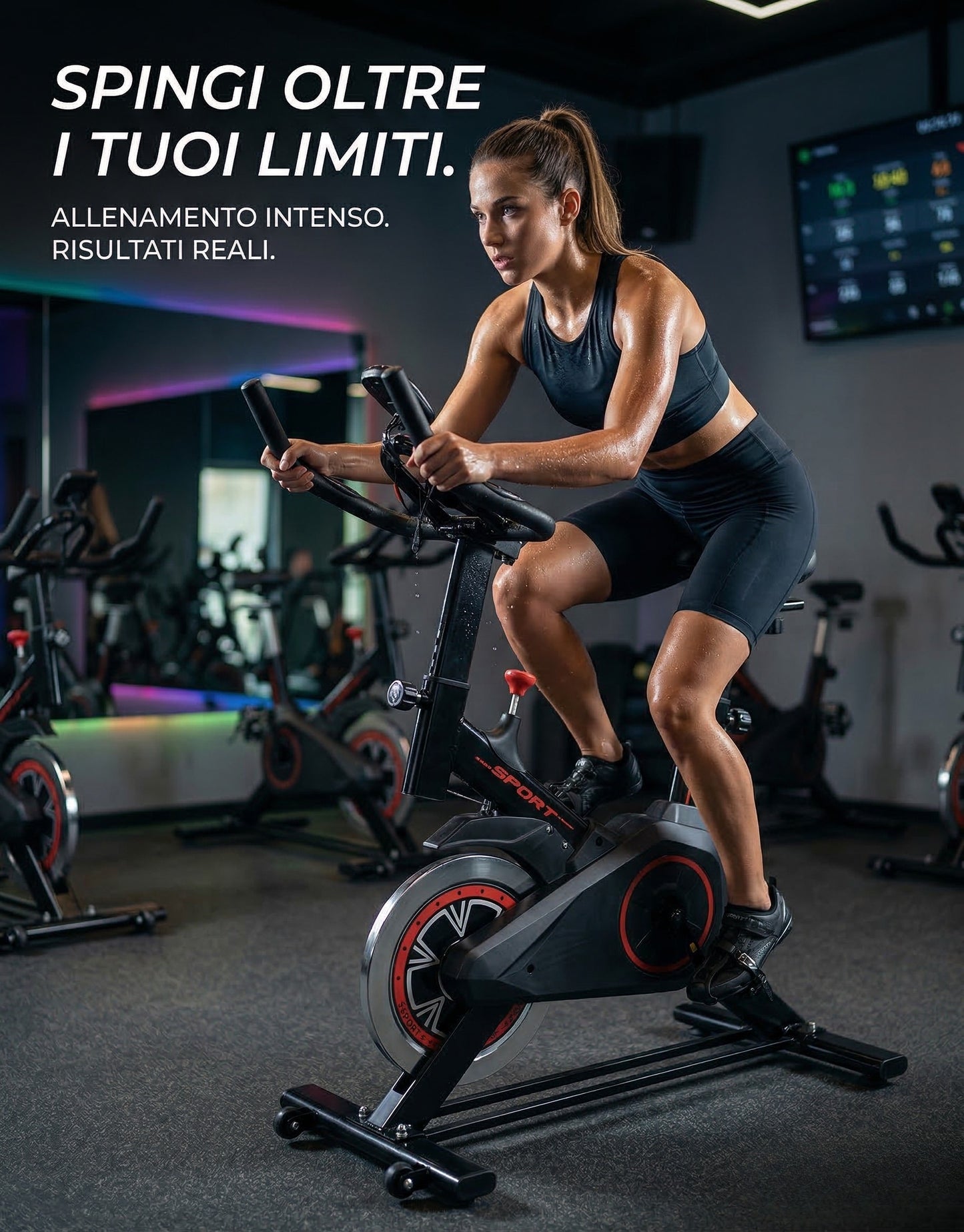 Cyclette da Casa Indoor Bike con Volano da 4kg, Cardiofrequenzimetro e Display LCD - Regolabile, Portata 150kg