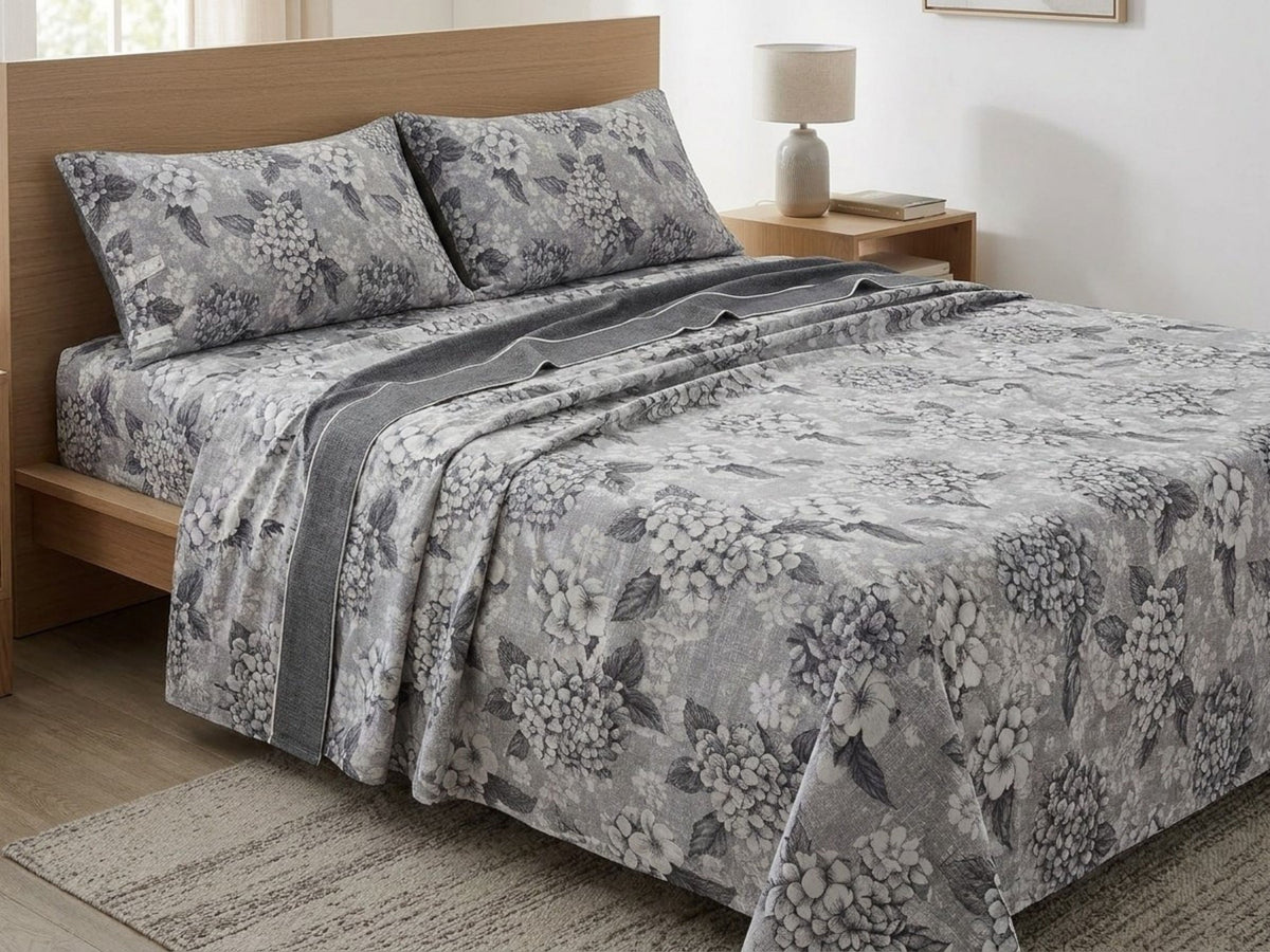 Completo Letto Matrimoniale in Misto Cotone - Set 4 Pezzi