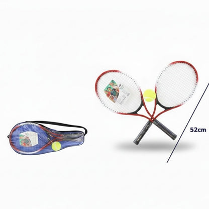 Set Tennis Junior - 2 Racchette 52cm con Pallina e Custodia Trasportabile