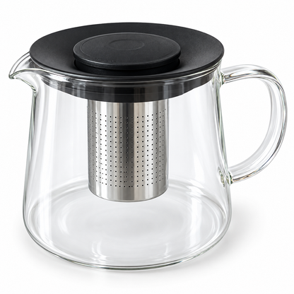 Teiera in Vetro Borosilicato da 1 Litro con Filtro Infusore in Acciaio Inox