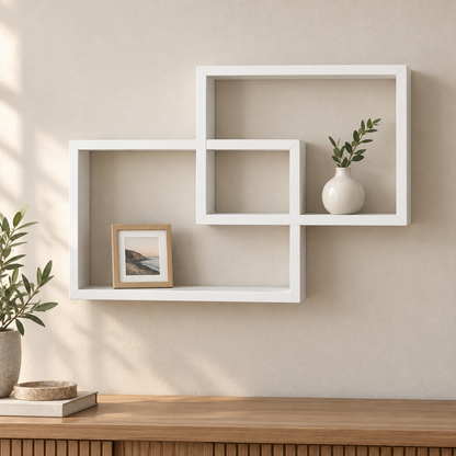 Set 2 Mensole da Parete a Incastro Design Geometrico L 40 cm - 3 Colori Assortiti