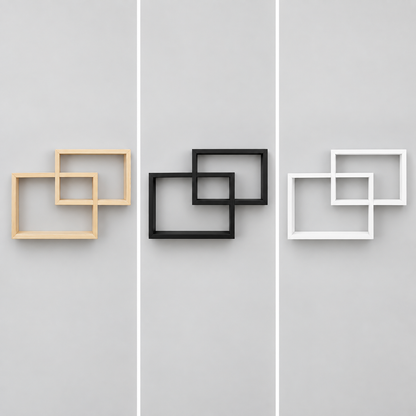 Set 2 Mensole da Parete a Incastro Design Geometrico L 40 cm - 3 Colori Assortiti