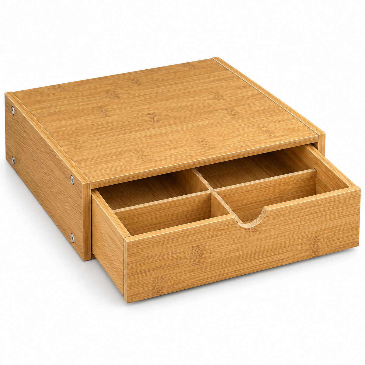 Cassetto Porta Capsule in Legno di Bambù con 4 Scomparti - Base Macchina Caffè