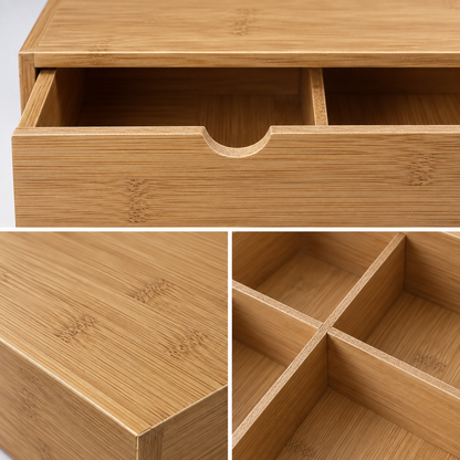 Cassetto Porta Capsule in Legno di Bambù con 4 Scomparti - Base Macchina Caffè