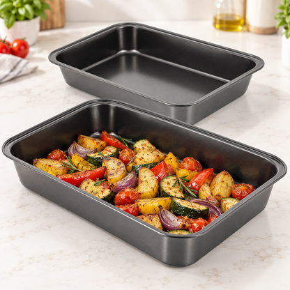 Set 2 Teglie da Forno Casa & Cooking in Acciaio al Carbonio Antiaderente