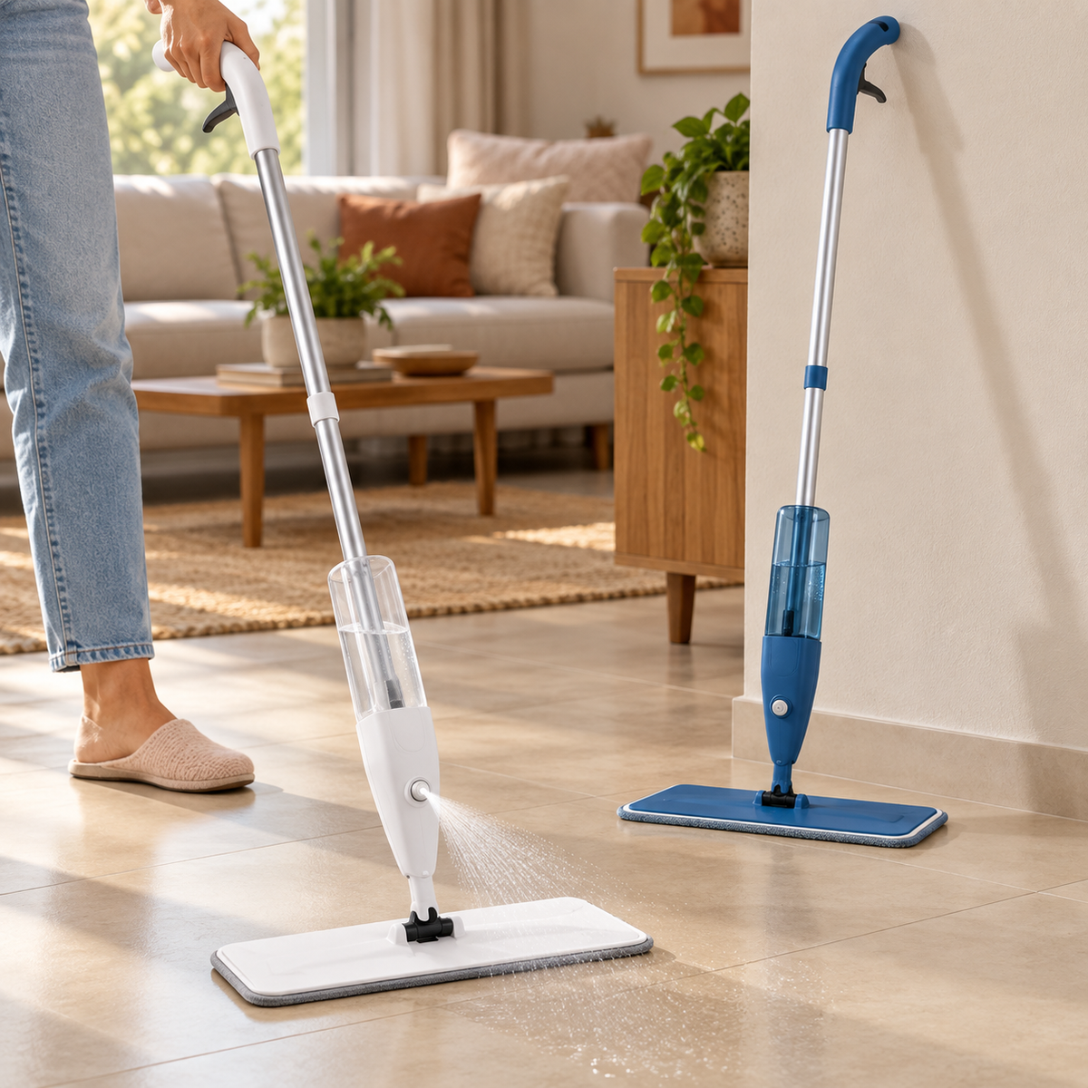 Scopa Spray Lavapavimenti 3 in 1 con Serbatoio 850ml e Panno in Microfibra