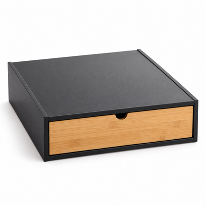 Cassetto Porta Capsule Base per Macchina Caffè con Frontale in Bambù - 4 Scomparti (Bianco/Nero)