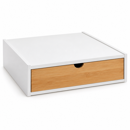 Cassetto Porta Capsule Base per Macchina Caffè con Frontale in Bambù - 4 Scomparti (Bianco/Nero)