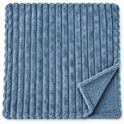Plaid Singolo in Caldo Pile con Sherpa e Lavorazione a Coste in Rilievo, Coperta Sofà Letto Super Morbida, Disponibile in 8 Colori, Accessorio Arredo Relax