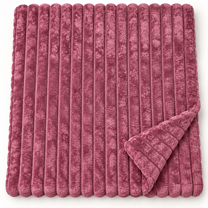 Plaid Singolo in Caldo Pile con Sherpa e Lavorazione a Coste in Rilievo, Coperta Sofà Letto Super Morbida, Disponibile in 8 Colori, Accessorio Arredo Relax