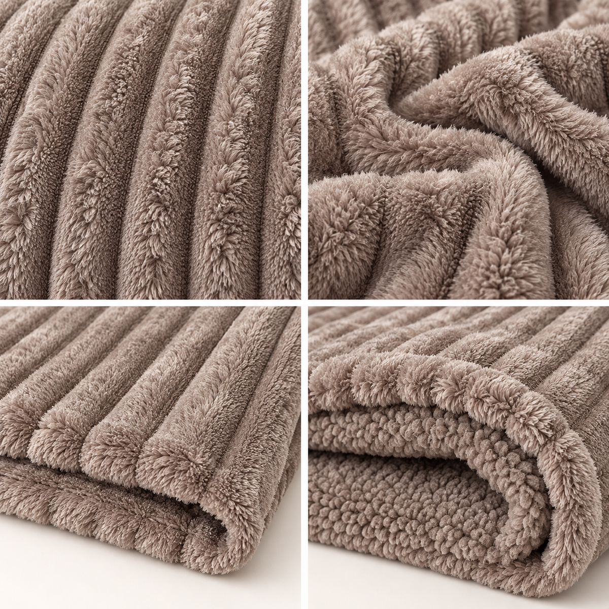Plaid Matrimoniale in Caldo Pile con Sherpa e Lavorazione a Coste in Rilievo, Coperta Letto Sofà Super Morbida, Disponibile in 8 Colori, Accessorio Arredo Relax 11