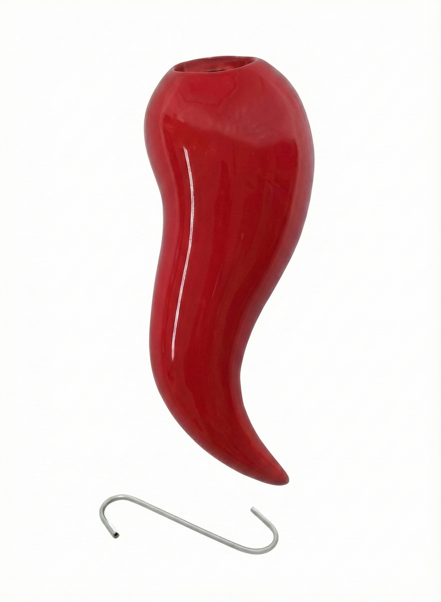 Kit 3 Umidificatori per Termosifone a Forma di Peperoncino Rosso, Evaporatori in Ceramica Smaltata per Caloriferi, Diffusori d'Aria Decorativi per Casa e Ufficio, Design Originale Portafortuna, Include Ganci Metallici, Dimensioni 18x7x4 cm