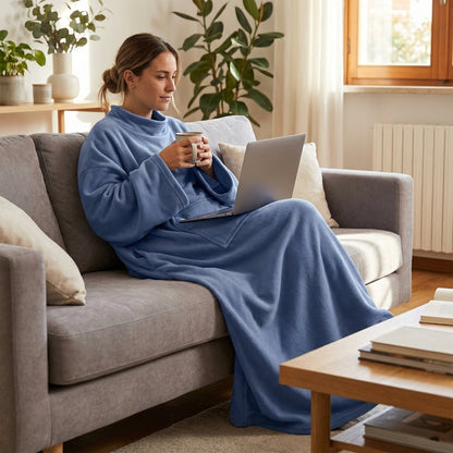 Coperta Indossabile con Maniche in Morbido Pile - 130x170 cm, 10 Colori