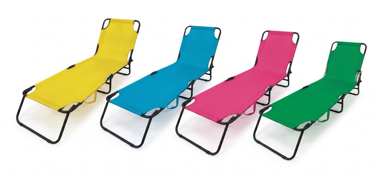 Lettino Mare Pieghevole Portatile, Schienale Regolabile in 4 Posizioni, Struttura in Metallo Resistente e Tessuto Traspirante, Ideale per Spiaggia, Giardino e Campeggio, Salvaspazio