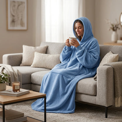 Coperta Indossabile con Maniche in Morbido Pile - 130x170 cm, 10 Colori