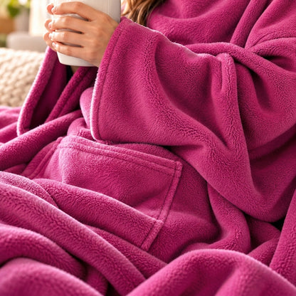 Coperta Indossabile con Maniche in Morbido Pile - 130x170 cm, 10 Colori