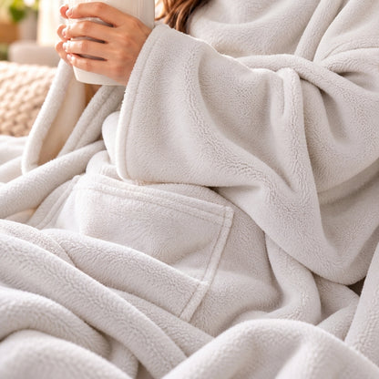 Coperta Indossabile con Maniche in Morbido Pile - 130x170 cm, 10 Colori