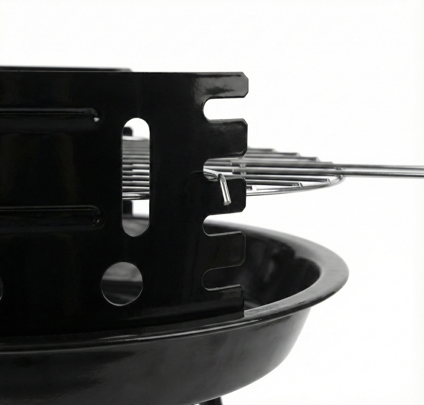 Barbecue a Carbone Portatile Ø 36cm con Griglia Regolabile e Paravento