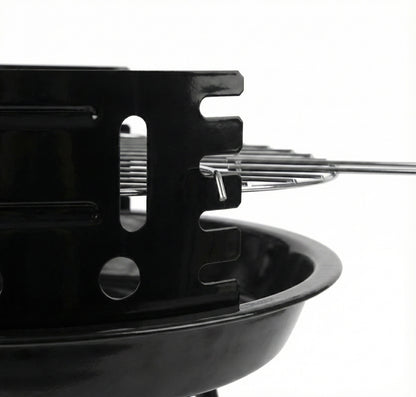 Barbecue a Carbone Portatile Ø 36cm con Griglia Regolabile e Paravento