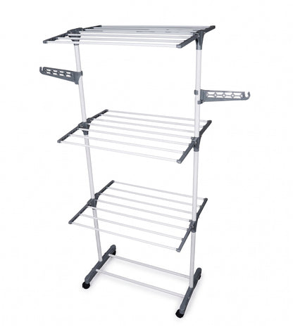 Stendibiancheria a Torre 3 Livelli XL - Salvaspazio, con Ruote e Bracci Porta Grucce - 170cm