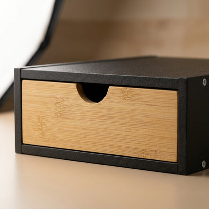 Cassetto Porta Capsule Base per Macchina Caffè con Frontale in Bambù - 4 Scomparti (Bianco/Nero)