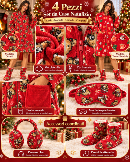 Set Regalo Homewear Donna 4 Pezzi a Tema Natalizio - 2 Modelli, Taglie M-XXL 12