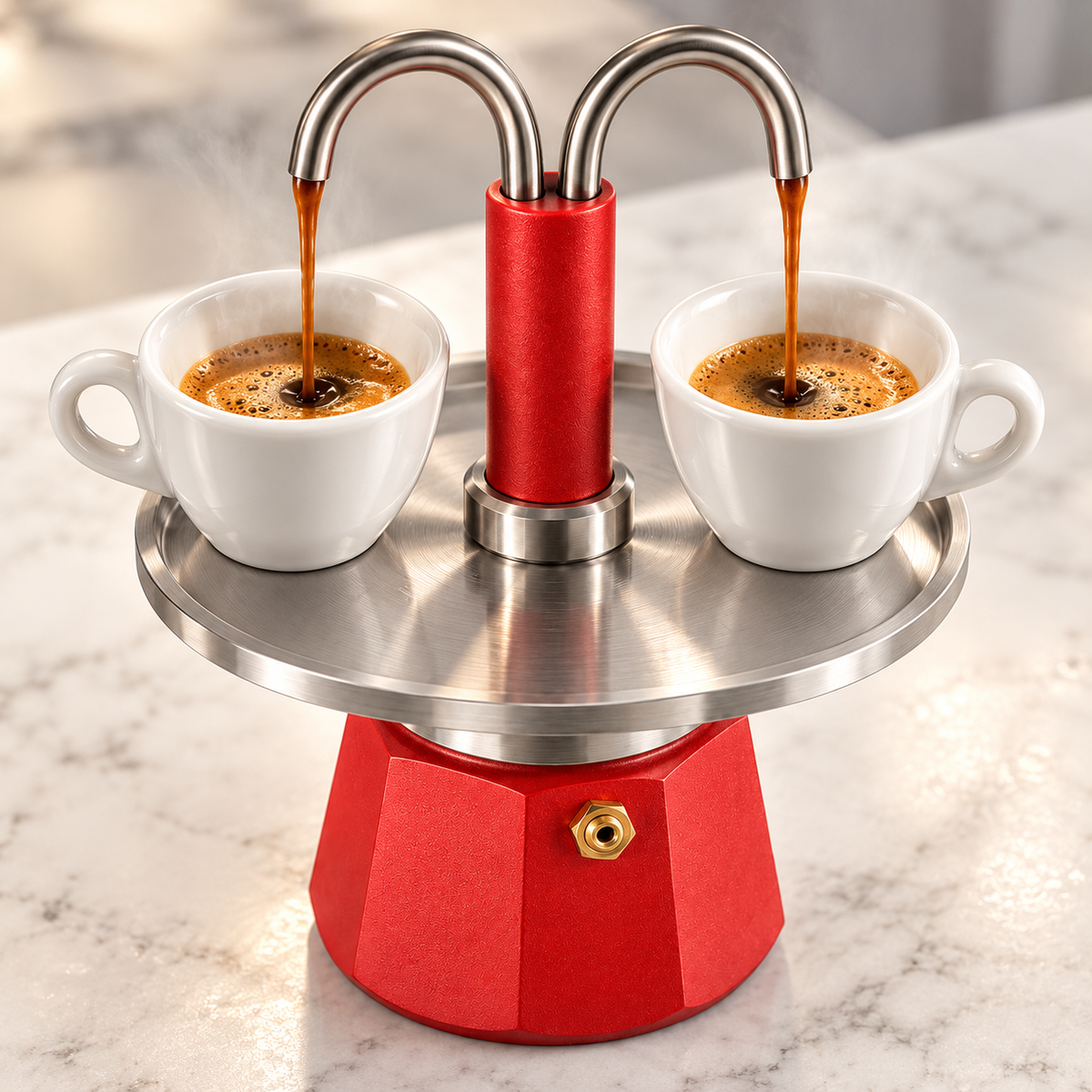 Caffettiera Twin 2 Tazze a Erogazione Diretta - Rosso/Nero