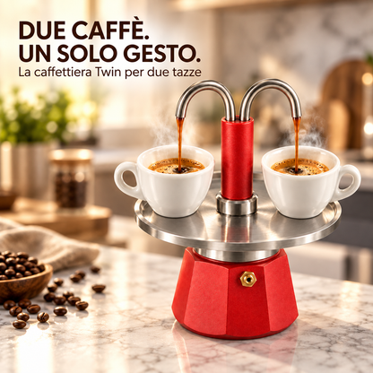 Caffettiera Twin 2 Tazze a Erogazione Diretta - Rosso/Nero
