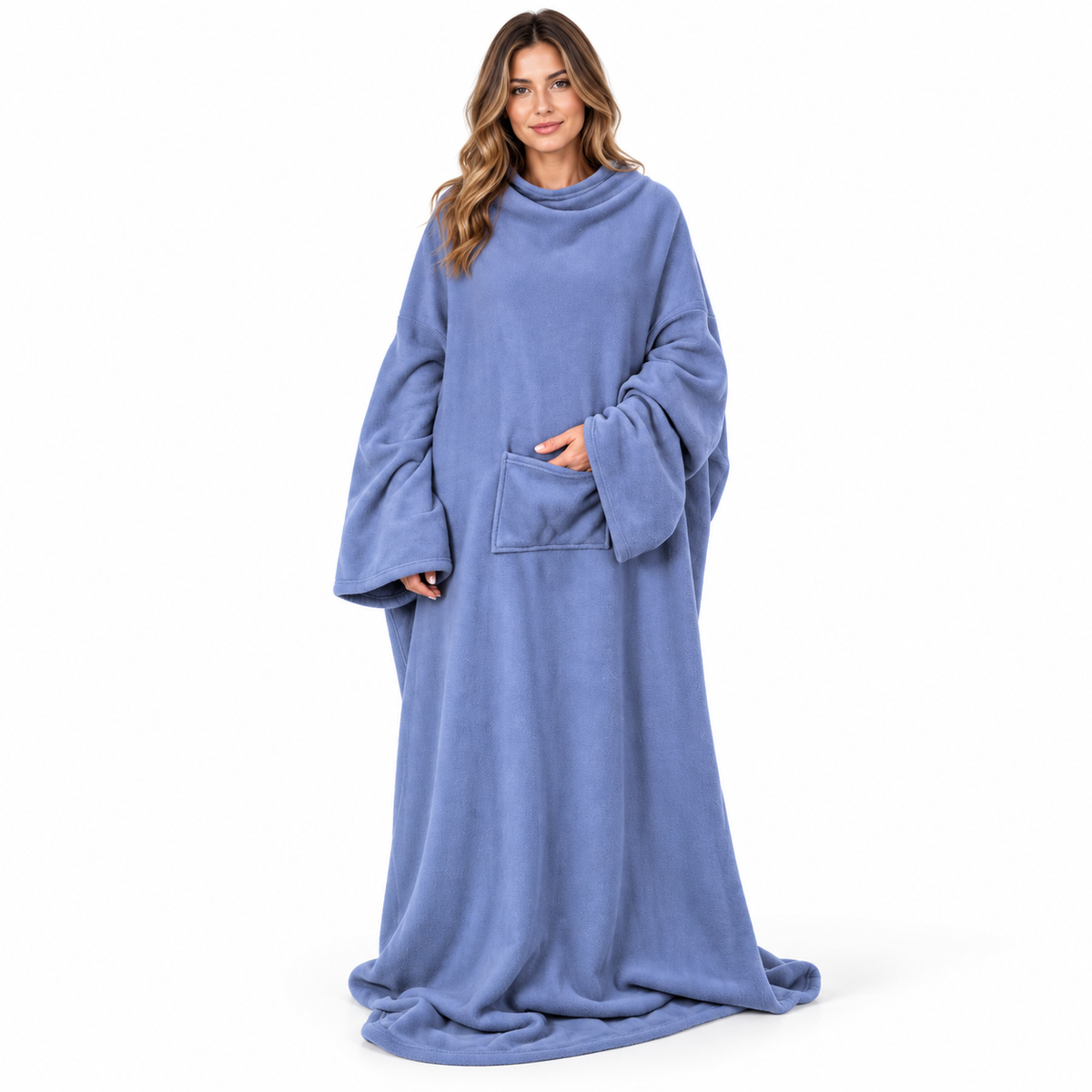 Coperta Indossabile con Maniche in Morbido Pile - 130x170 cm, 10 Colori