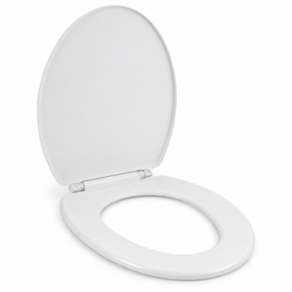 Copriwater Universale in Plastica Bianca 47x36 cm – Sedile WC in Polipropilene Resistente, Tavoletta per WC Leggera e Facile da Installare