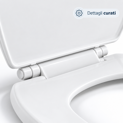 Copriwater Universale in Plastica Bianca 47x36 cm – Sedile WC in Polipropilene Resistente, Tavoletta per WC Leggera e Facile da Installare