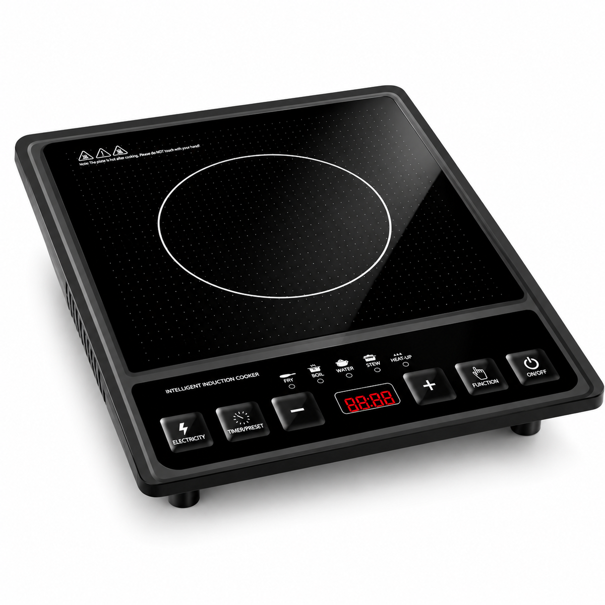 fornello elettrico, 2000W, portatile, timer, display digitale, temperatura regolabile