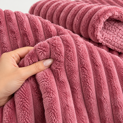 Plaid Matrimoniale in Caldo Pile con Sherpa e Lavorazione a Coste in Rilievo, Coperta Letto Sofà Super Morbida, Disponibile in 8 Colori, Accessorio Arredo Relax 11