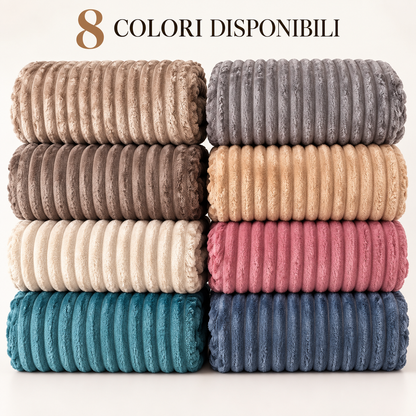 Plaid Matrimoniale in Caldo Pile con Sherpa e Lavorazione a Coste in Rilievo, Coperta Letto Sofà Super Morbida, Disponibile in 8 Colori, Accessorio Arredo Relax 11