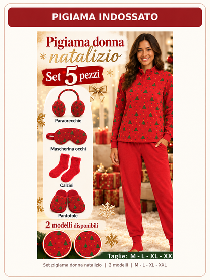 Set Regalo Pigiama Donna Invernale 5 Pezzi a Tema Natalizio - 2 Modelli, Taglie M-XXL 05