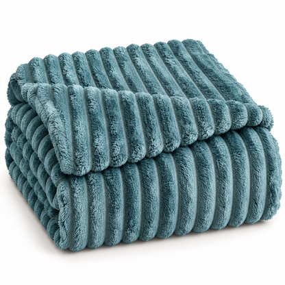 Plaid Matrimoniale in Caldo Pile con Sherpa e Lavorazione a Coste in Rilievo, Coperta Letto Sofà Super Morbida, Disponibile in 8 Colori, Accessorio Arredo Relax 11