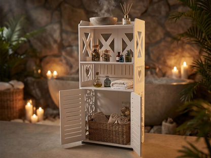 Mobiletto Organizzatore - Armadietto Multiuso con Ante e Ripiani a Vista (40x90x25 cm)