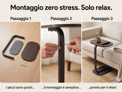 Tavolino Side Table Moderno per Divano - Tavolo d'Appoggio Salvaspazio Design Industriale, 39x28x56 cm