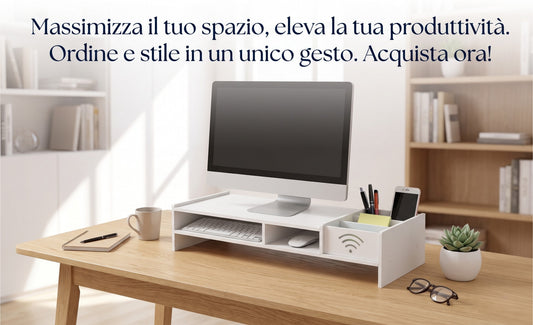 Organizer da Scrivania e Supporto Laptop 49x20x10cm - Bianco