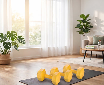 Manubrio Esagonale 2 Kg Giallo in Polietilene per Fitness e Allenamento a Casa