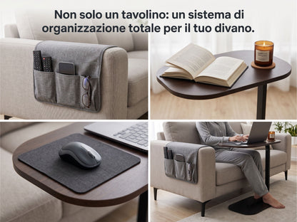 Tavolino Side Table Moderno per Divano - Tavolo d'Appoggio Salvaspazio Design Industriale, 39x28x56 cm