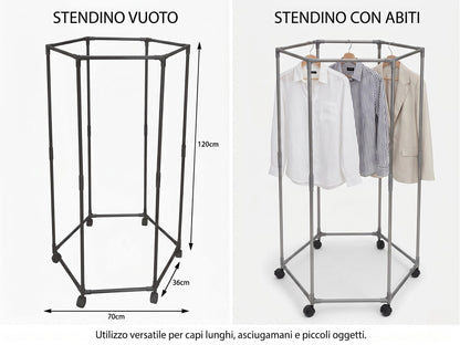 Stand Appendiabiti Rotante 360° con Ruote - Design Salvaspazio (3 Modelli)