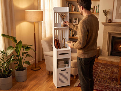 Colonna Salvaspazio , Mobiletto Alto e Stretto (20x120x20 cm), Organizzatore Moderno per Bagno e Casa
